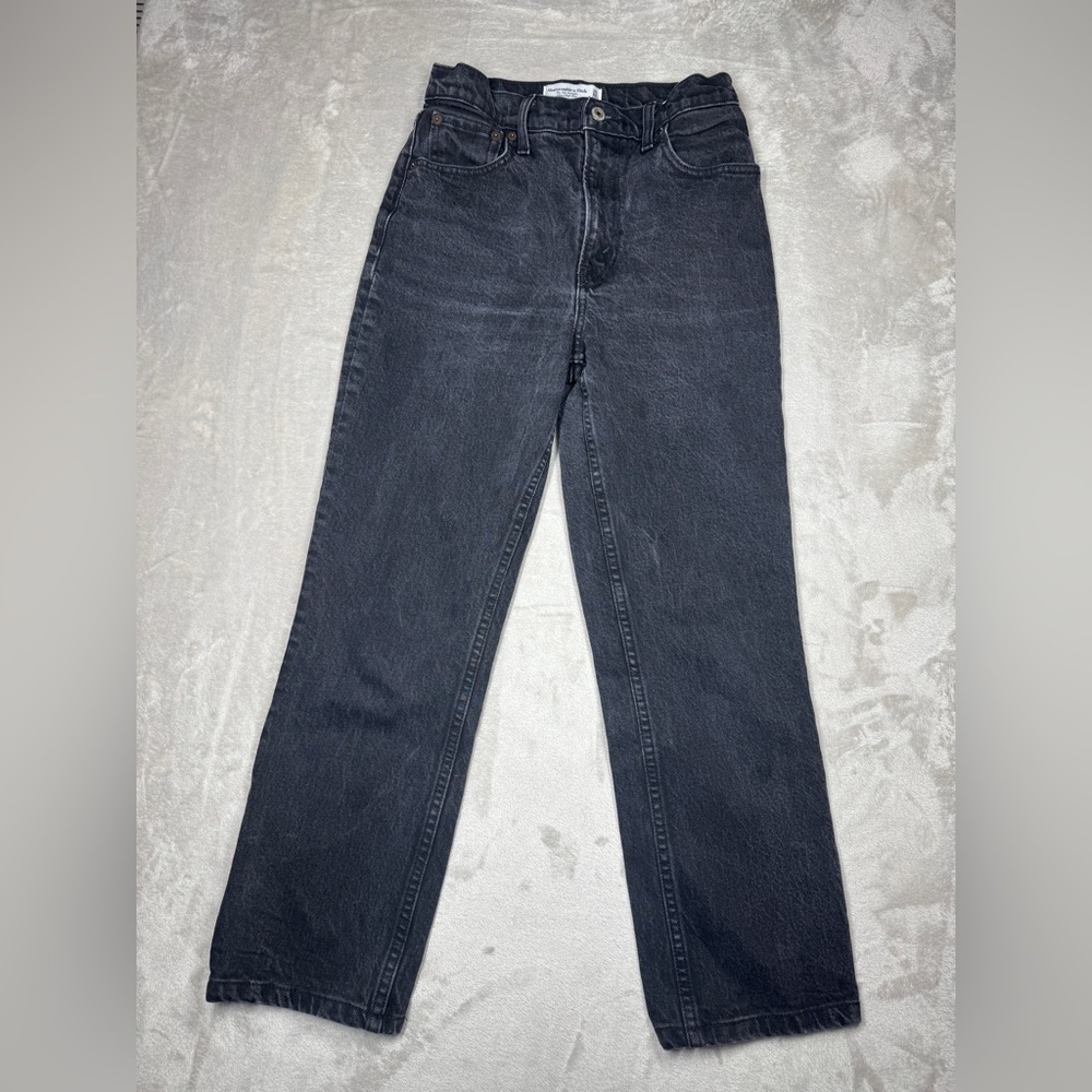 Abercrombie & Fitch The 90s Straight Ultra High Rise Black Jeans Size 25 Short